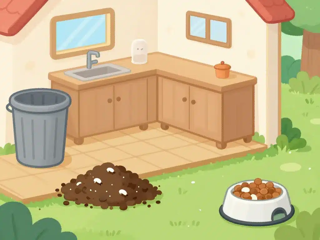 Emplacements typiques asticots blancs maison jardin