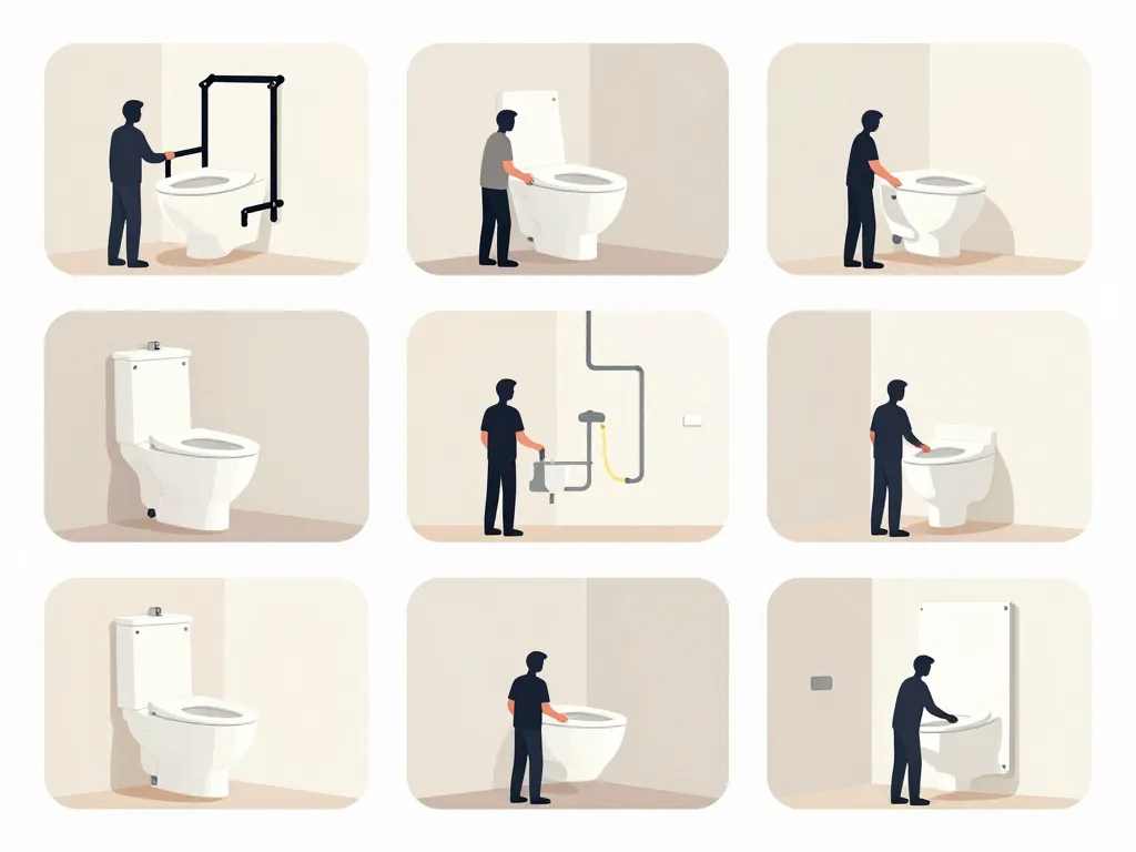 Étapes installation wc suspendus en illustration