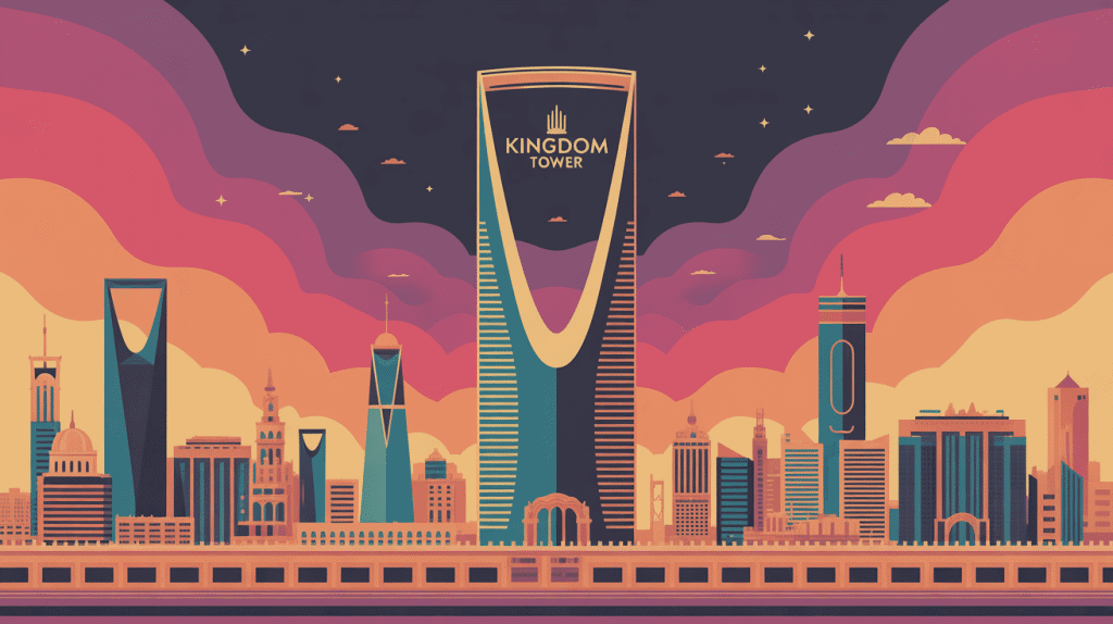 Kingdom Tower silhouette moderne Riyad