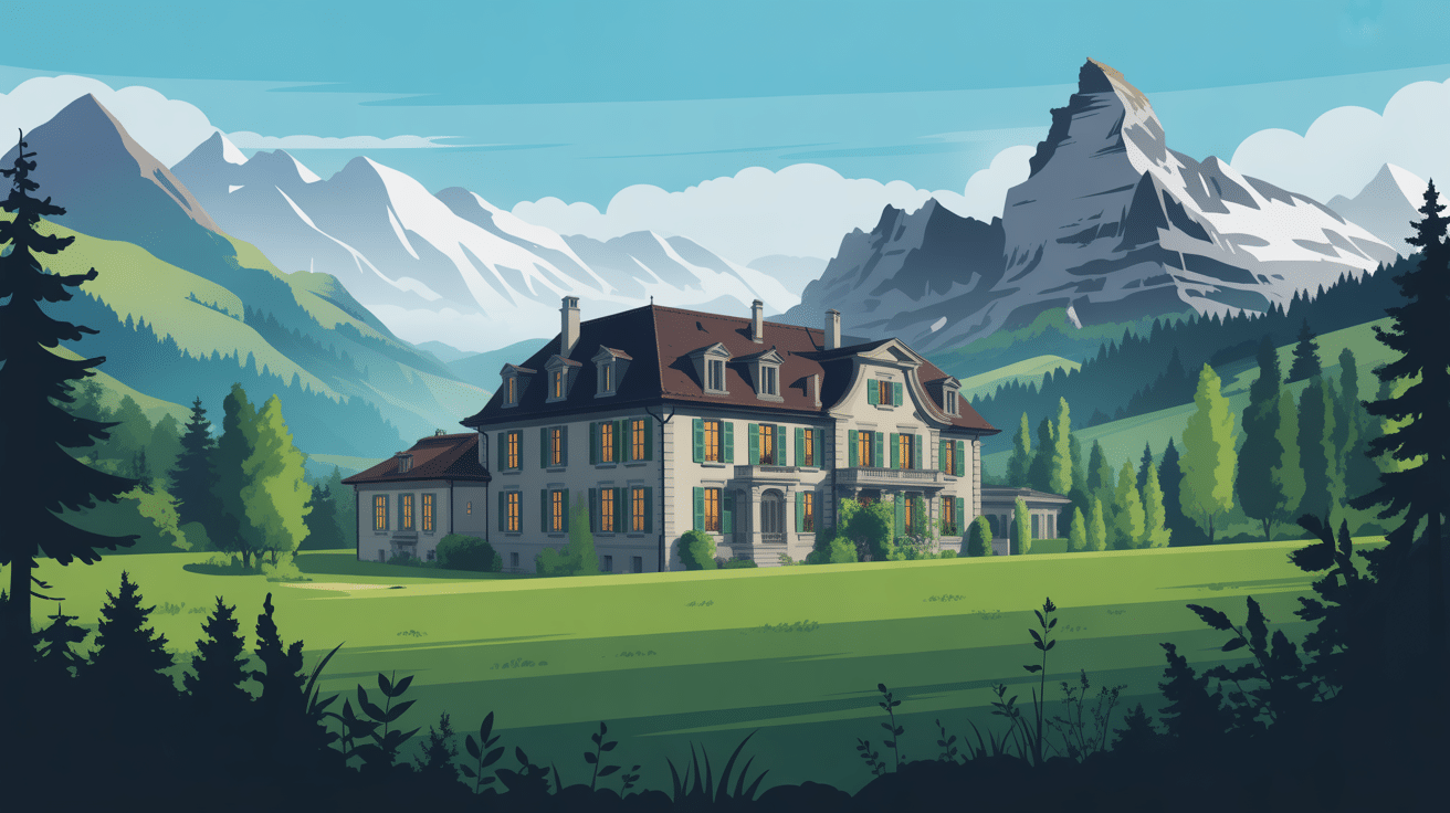 maison alain delon suisse illustration villa paysage