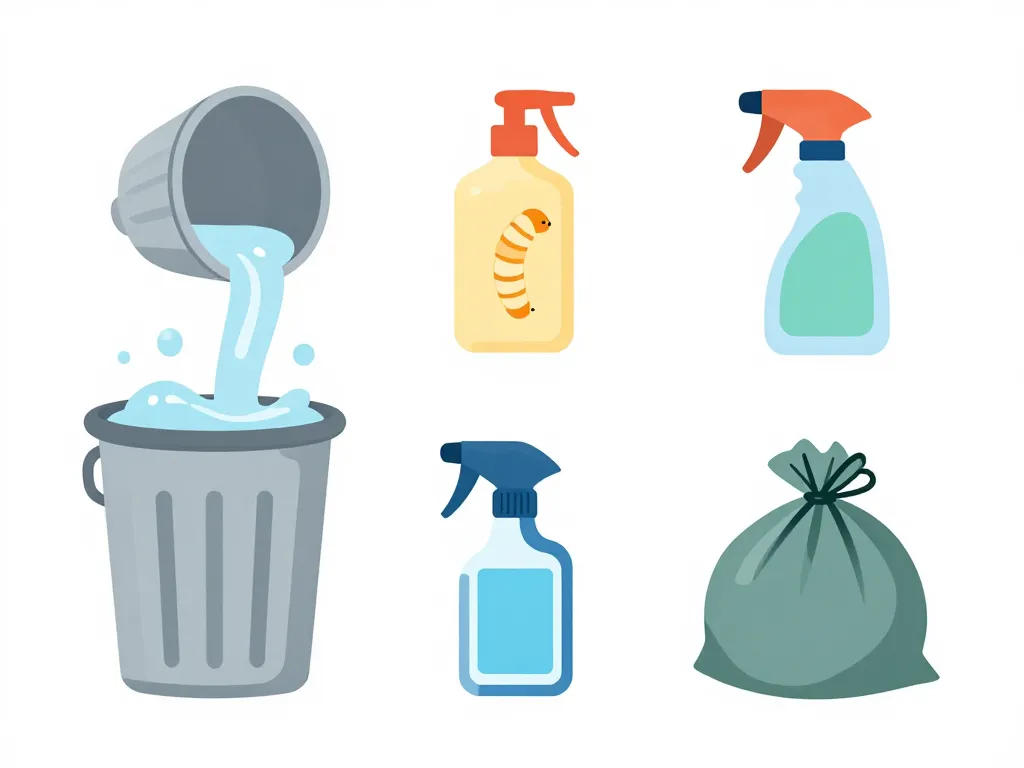 Diagramme nettoyage asticots blancs poubelle