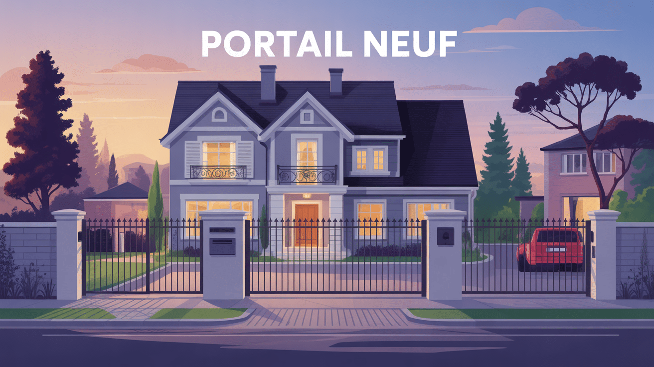 Vue d'un neuf portail moderne valorisant l'entrée sécurisée