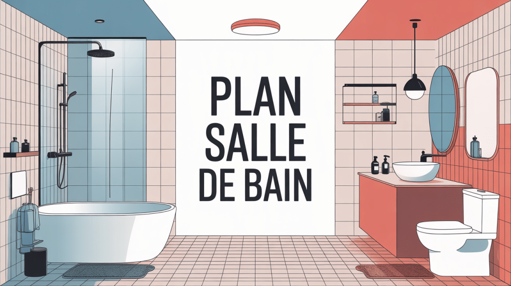 plan pour salle de bain illustrant une organisation ergonomique
