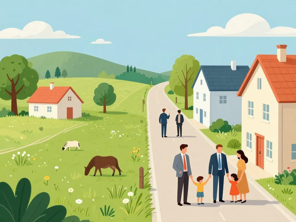 Vie quotidienne rue des prés, ambiance mixte urbaine rurale