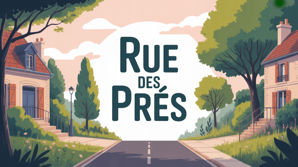 Illustration conceptuelle de rue des prés en France, quartiers variés