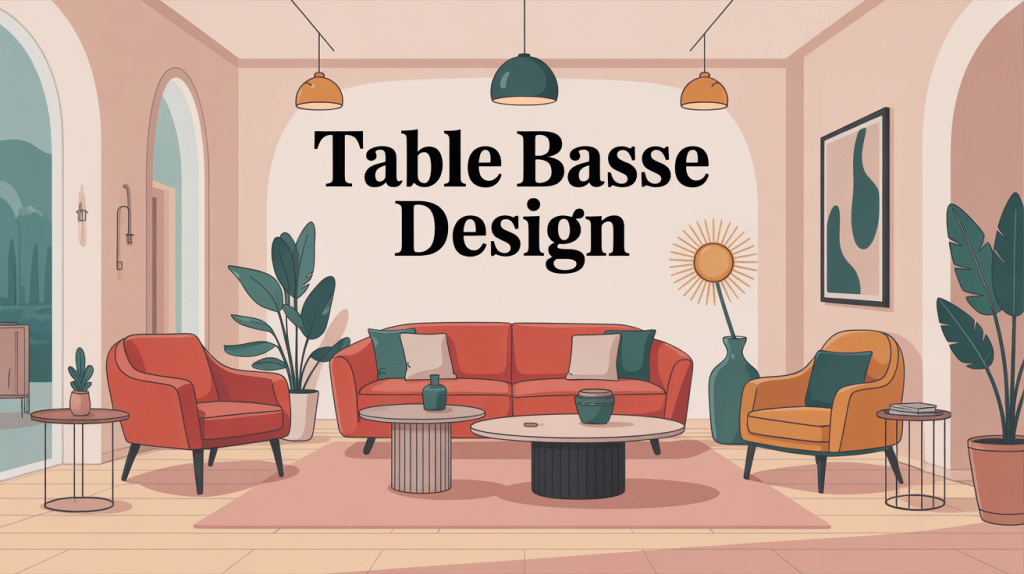 Illustration table basse design made in design, salon moderne élégant