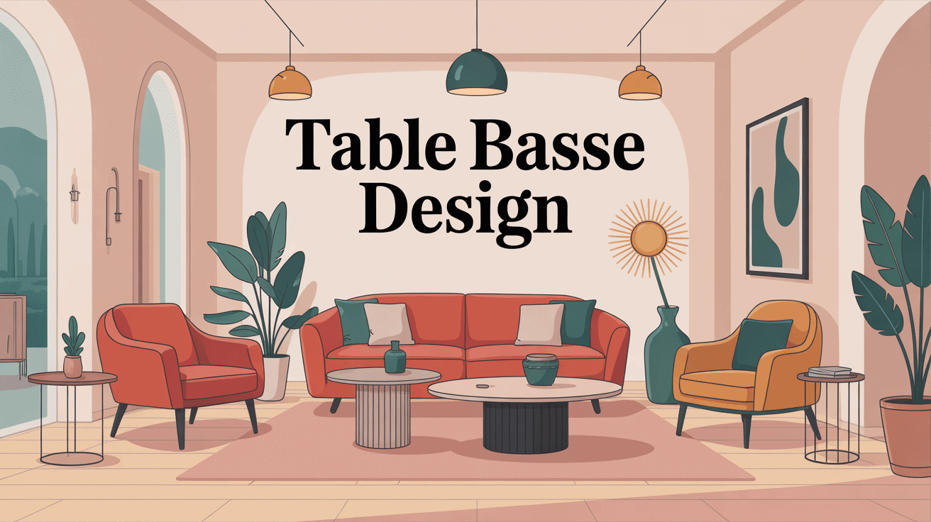 Illustration table basse design made in design, salon moderne élégant