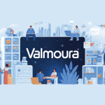 Illustration solution Valmoura avec professionnels et particuliers, ambiance technologique dynamique