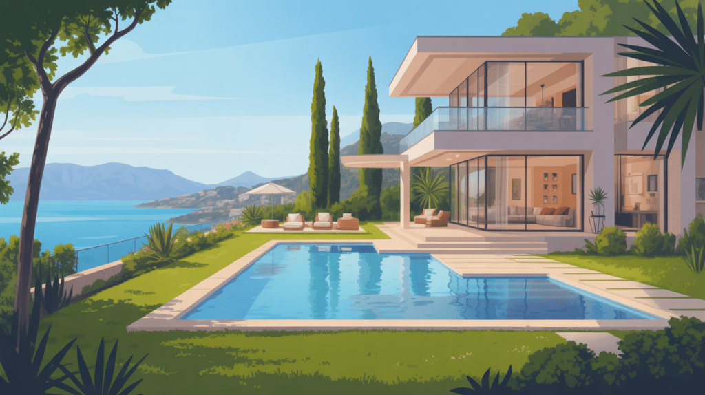 villa de luxe contemporaine piscine débordement vue mer