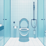 Vue salle de bains moderne avec wc suspendus design