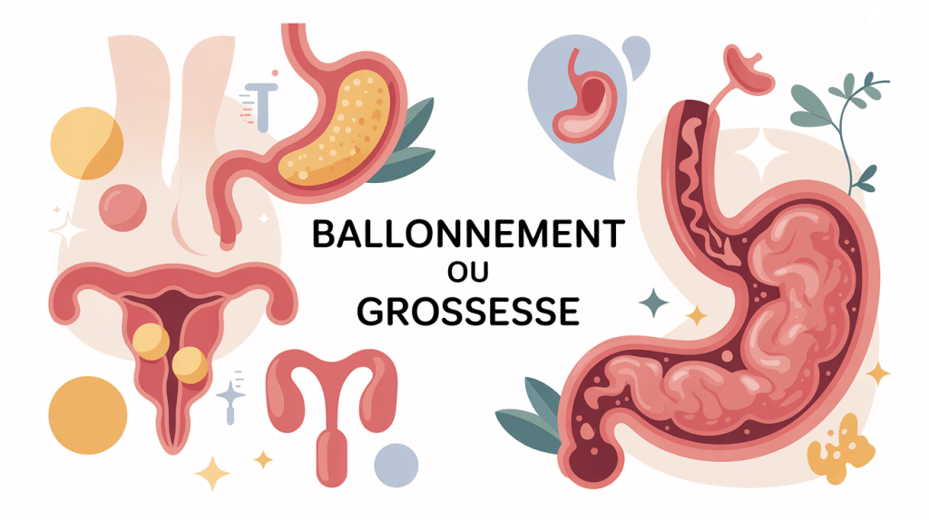 Illustration ballonnement ou grossesse symbole ventre