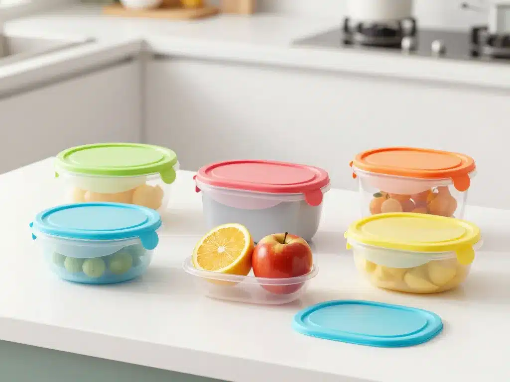 Couvercle en silicone sur bols, casseroles et fruits pour conservation alimentaire
