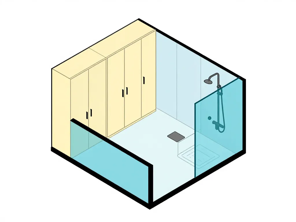 Plan concept dressing dans salle de bain zones séparées