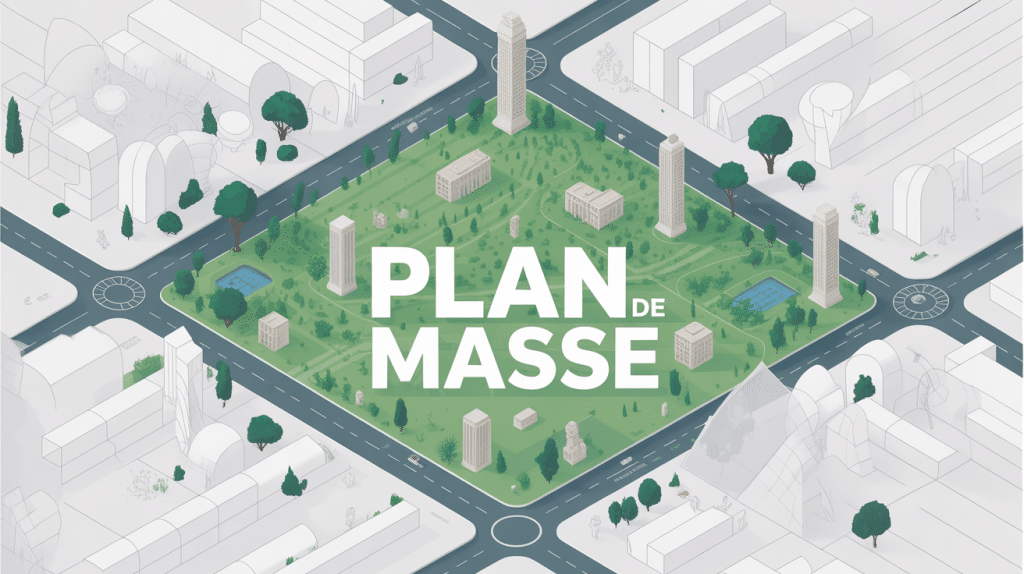 Illustration exemple de plan de masse vue isométrique