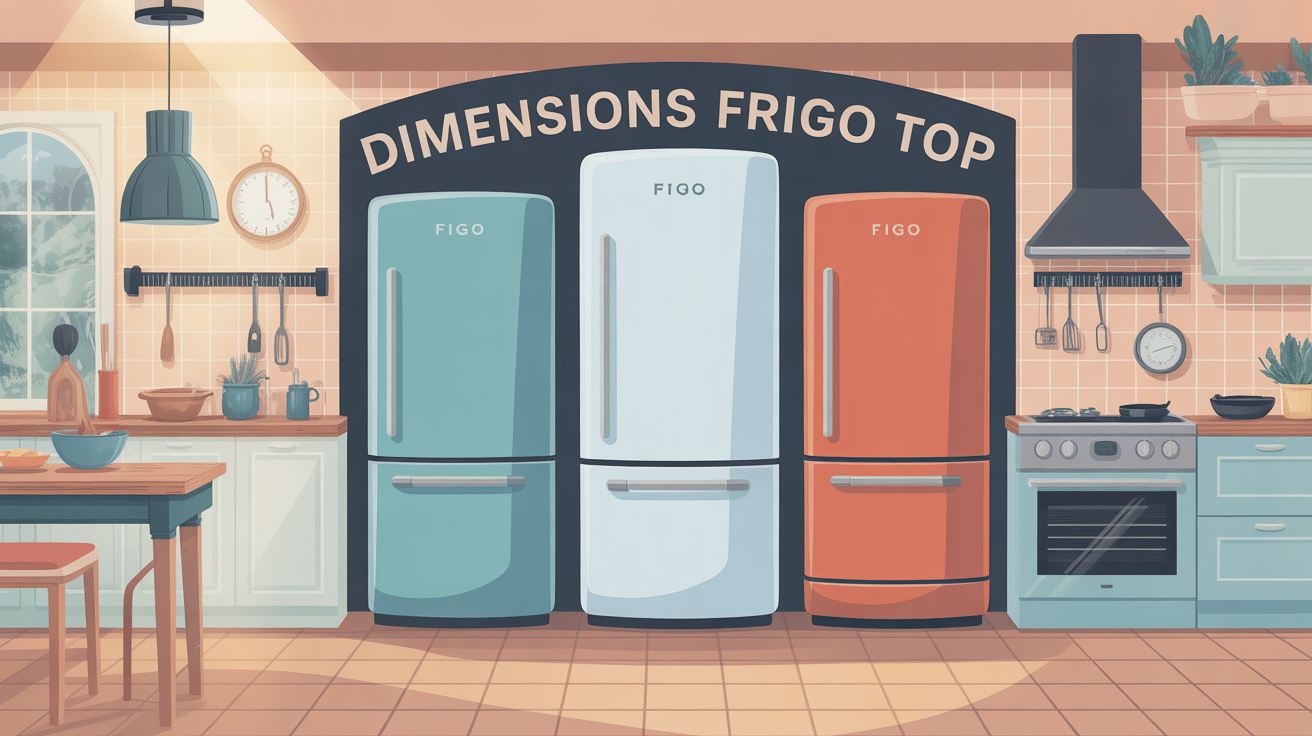 Illustration frigo top dimensions différentes tailles