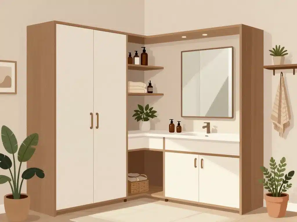 Inspiration déco dressing dans salle de bain avec rangement