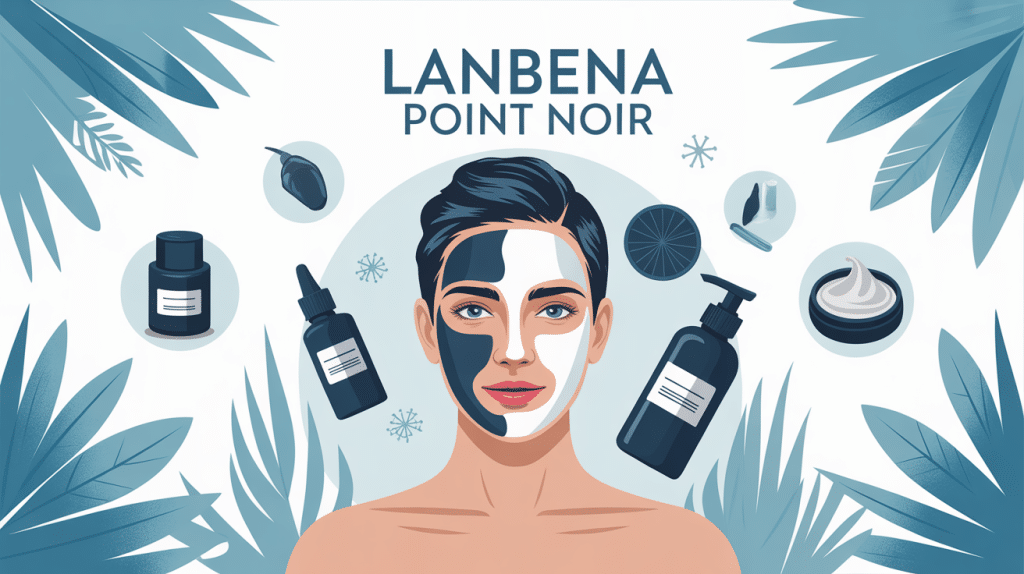 Illustration lanbena point noir avis avec visage zone T et produits