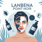 Illustration lanbena point noir avis avec visage zone T et produits