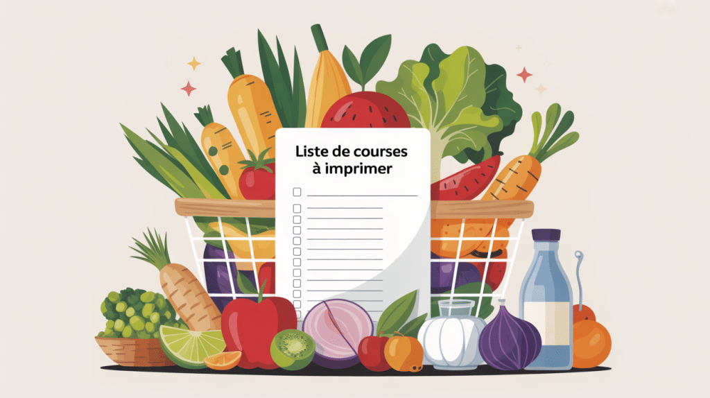 Illustration moderne liste de courses à imprimer