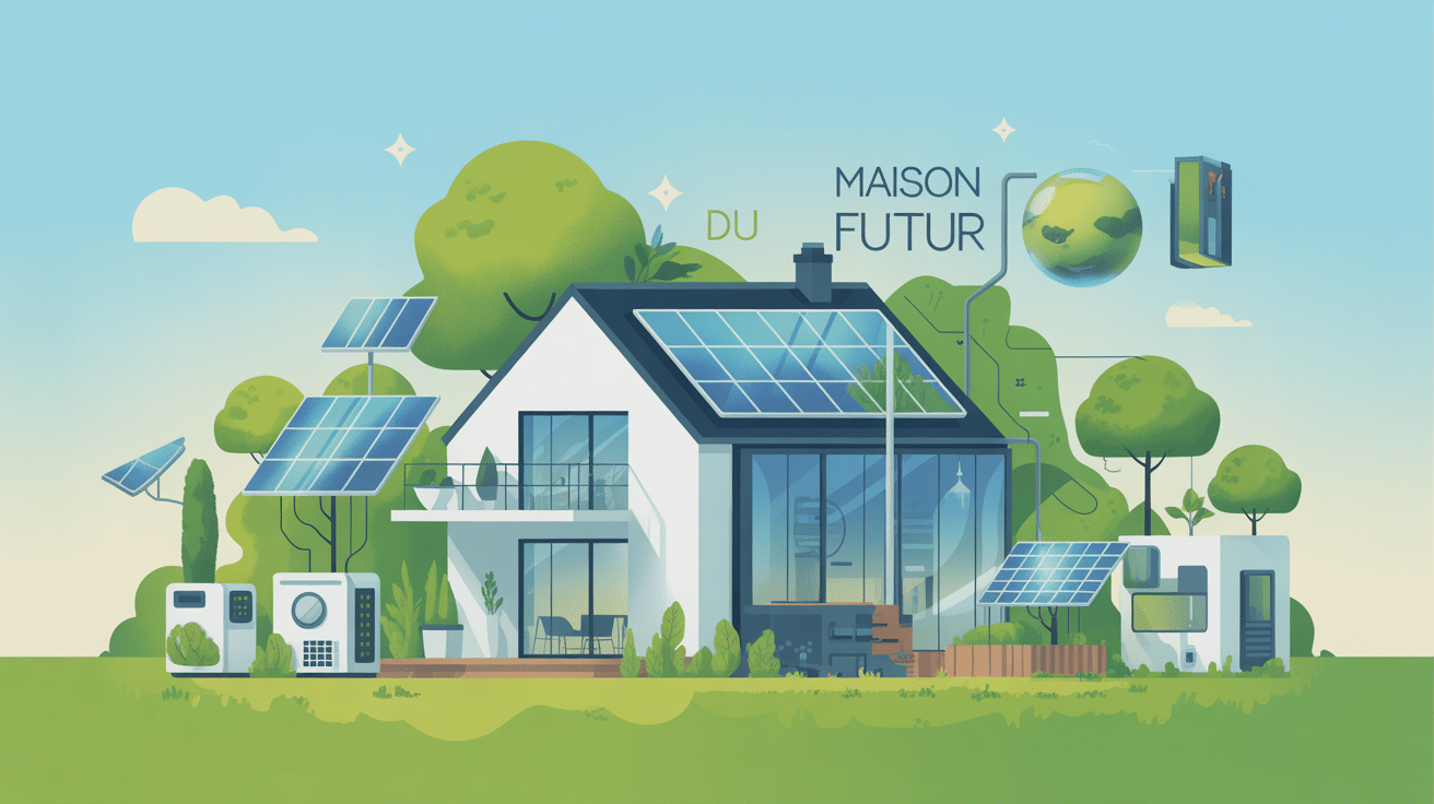 Maison du futur moderne avec technologie et nature