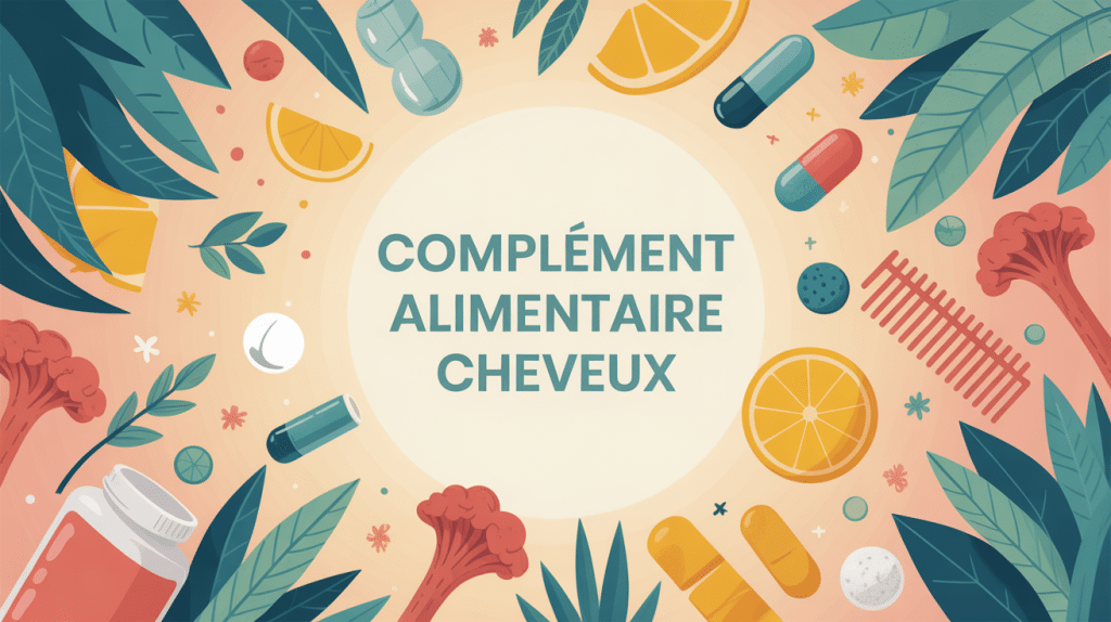 Meilleur complément alimentaire cheveux, illustration cheveux sains nutriments
