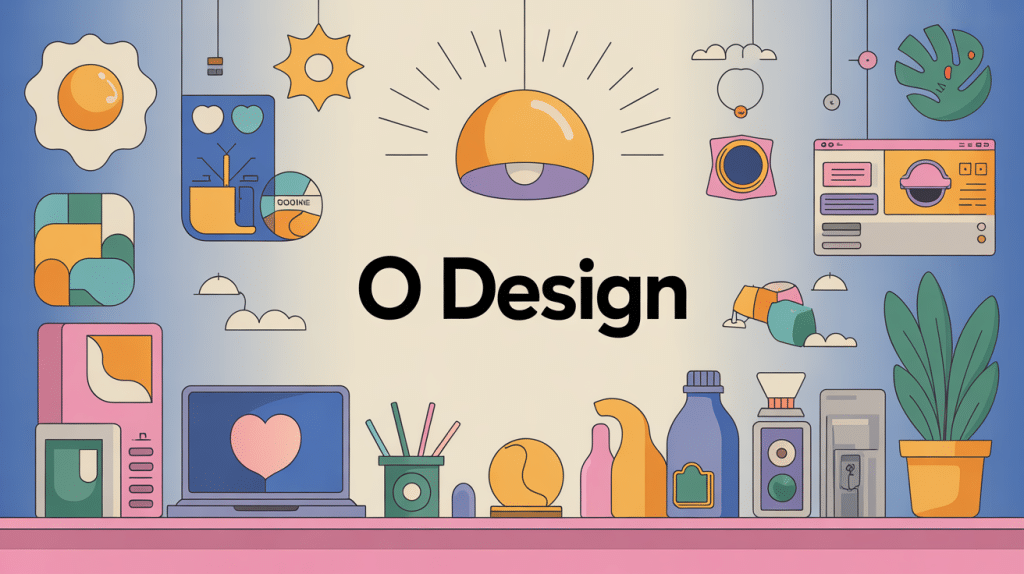 Illustration o design regroupant produit, digital et graphique