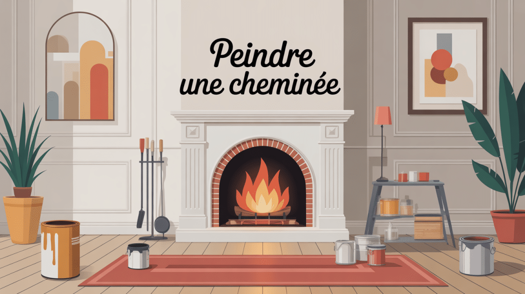 illustration moderne peindre une cheminée salon