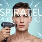 Illustration aspirateur à points noirs sur visage avec pores visibles