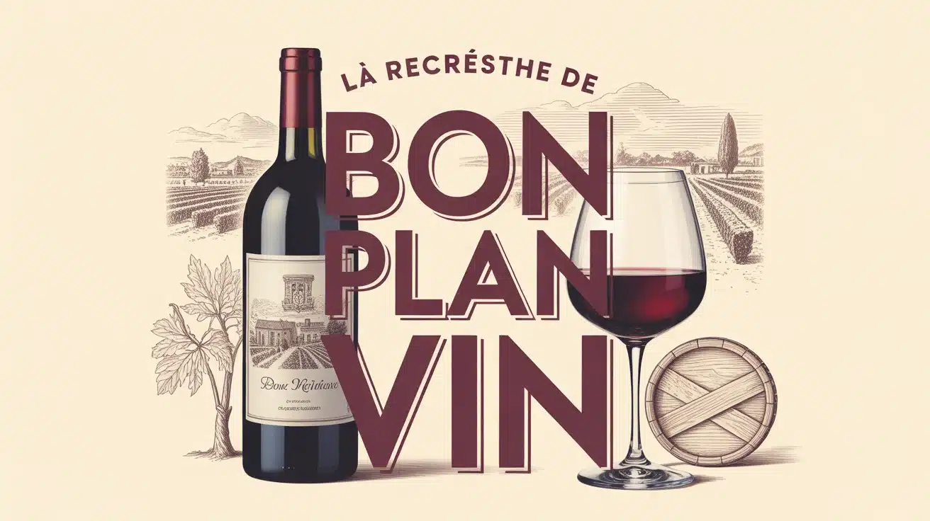 Illustration bon plan vin bouteille verre dégustation