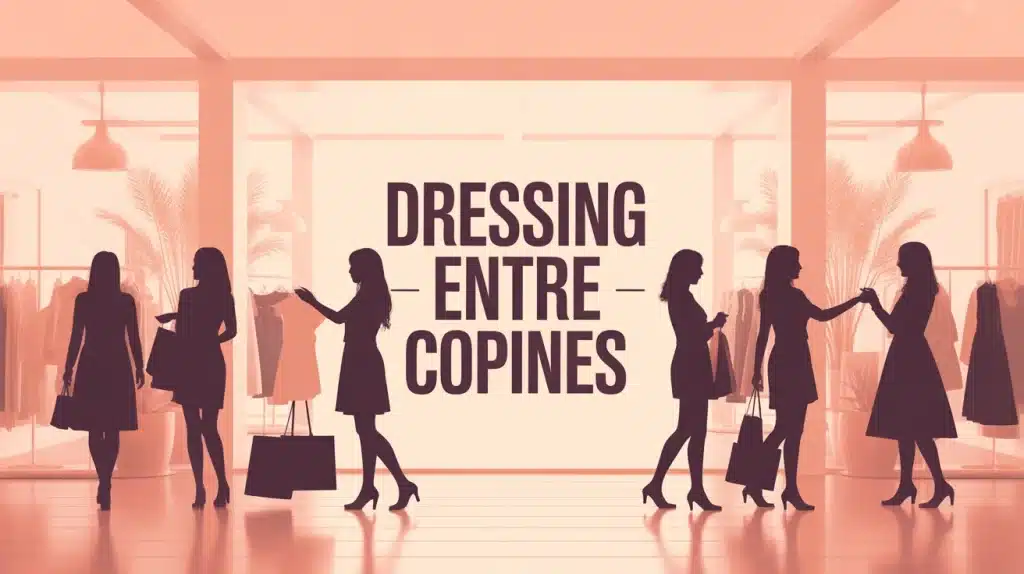 Illustration dressing entre copines échange de vêtements convivial