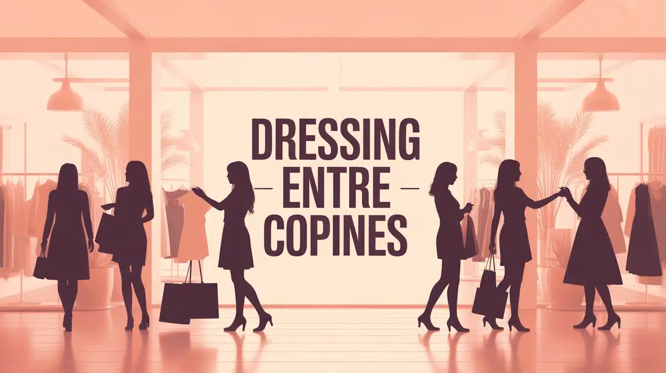 Illustration dressing entre copines échange de vêtements convivial