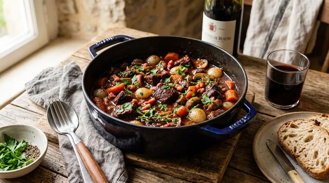 Plat de Bœuf Bourguignon traditionnel