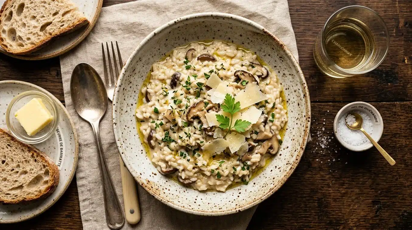Risotto crémeux aux champignons et parmesan