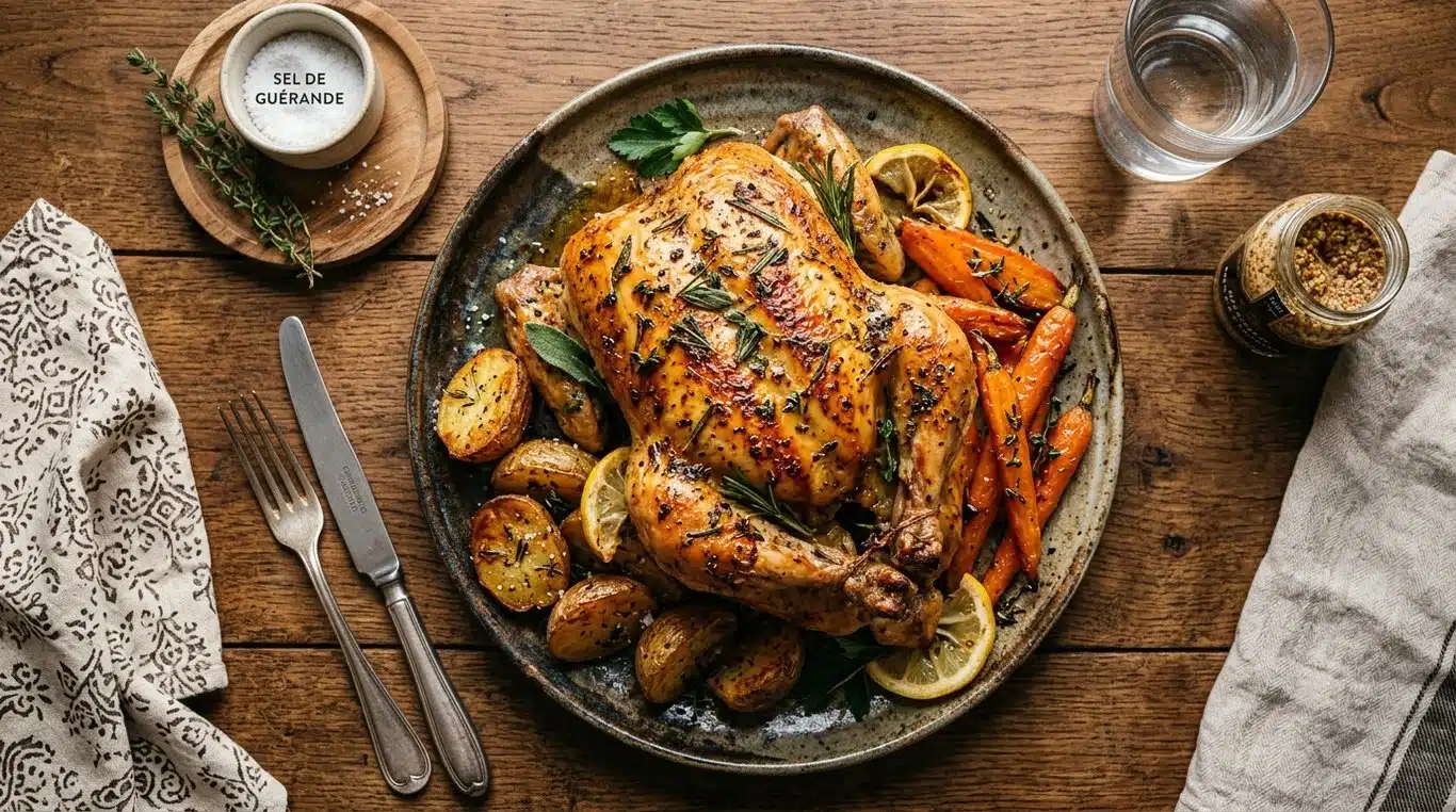 Poulet rôti aux herbes et légumes