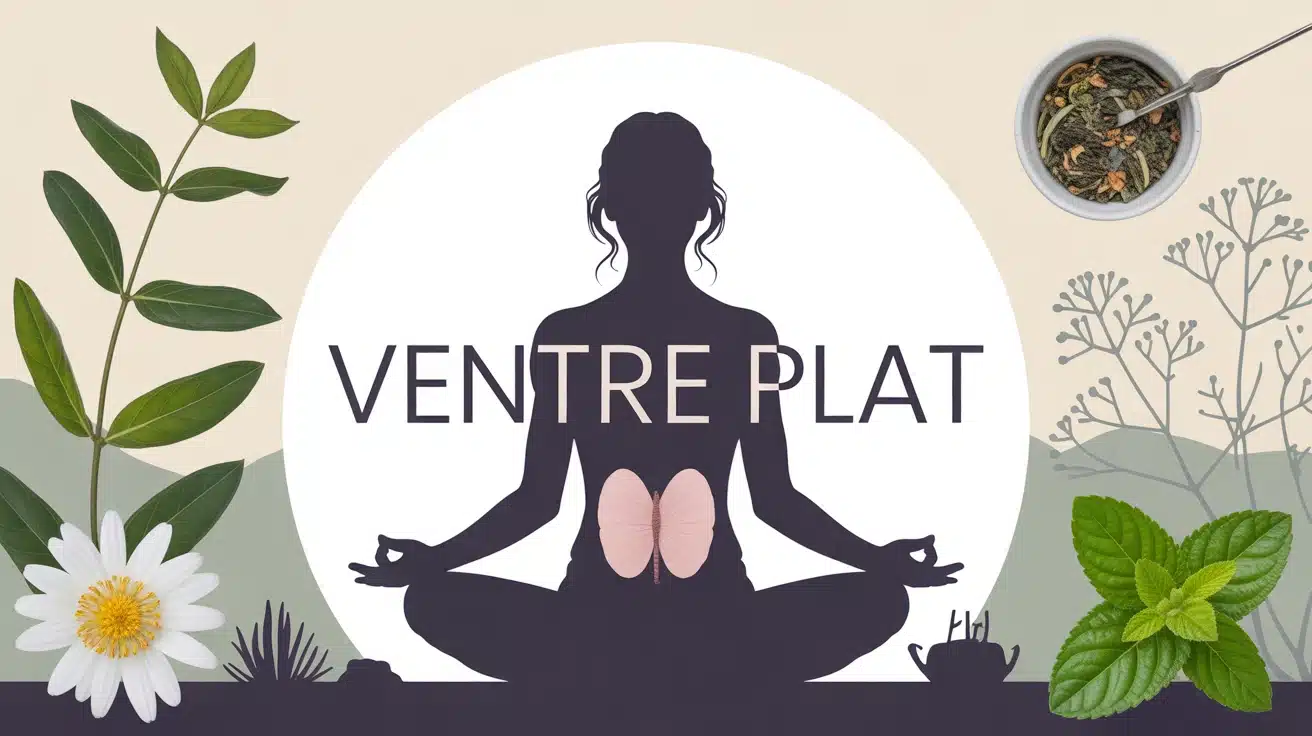 silhouette ventre plat avec plantes infusion fenouil menthe thé vert