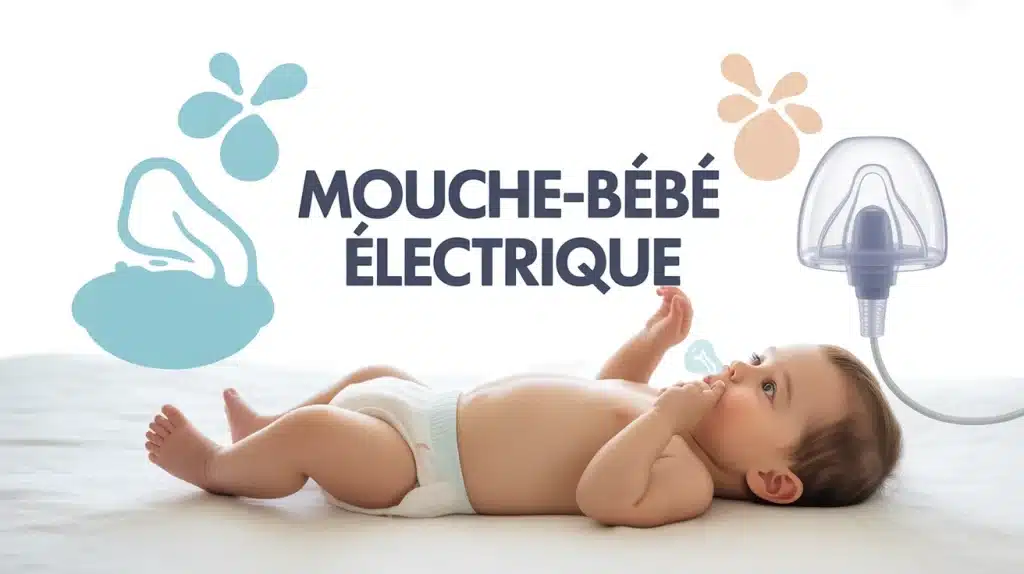 bébé apaisé avec mouche-bébé électrique stylisé