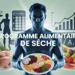 Illustration programme alimentaire de sèche avec assiette équilibrée et graphique