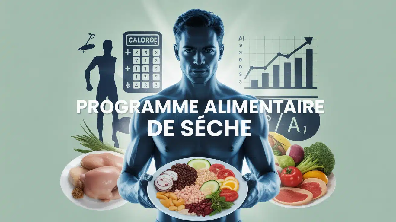 Illustration programme alimentaire de sèche avec assiette équilibrée et graphique