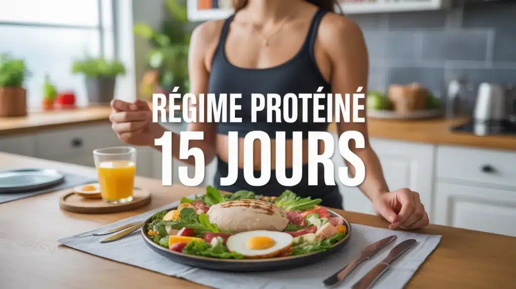 illustration régime protéiné 15 jours repas équilibré poulet œufs légumes verts