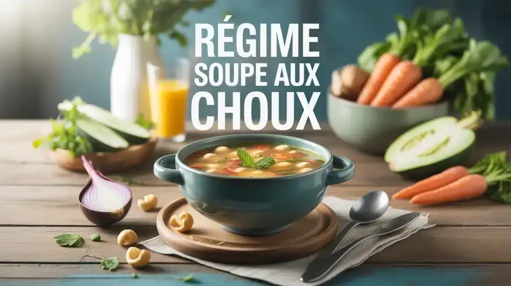 Bol de soupe aux choux avec légumes frais régime soupe aux choux