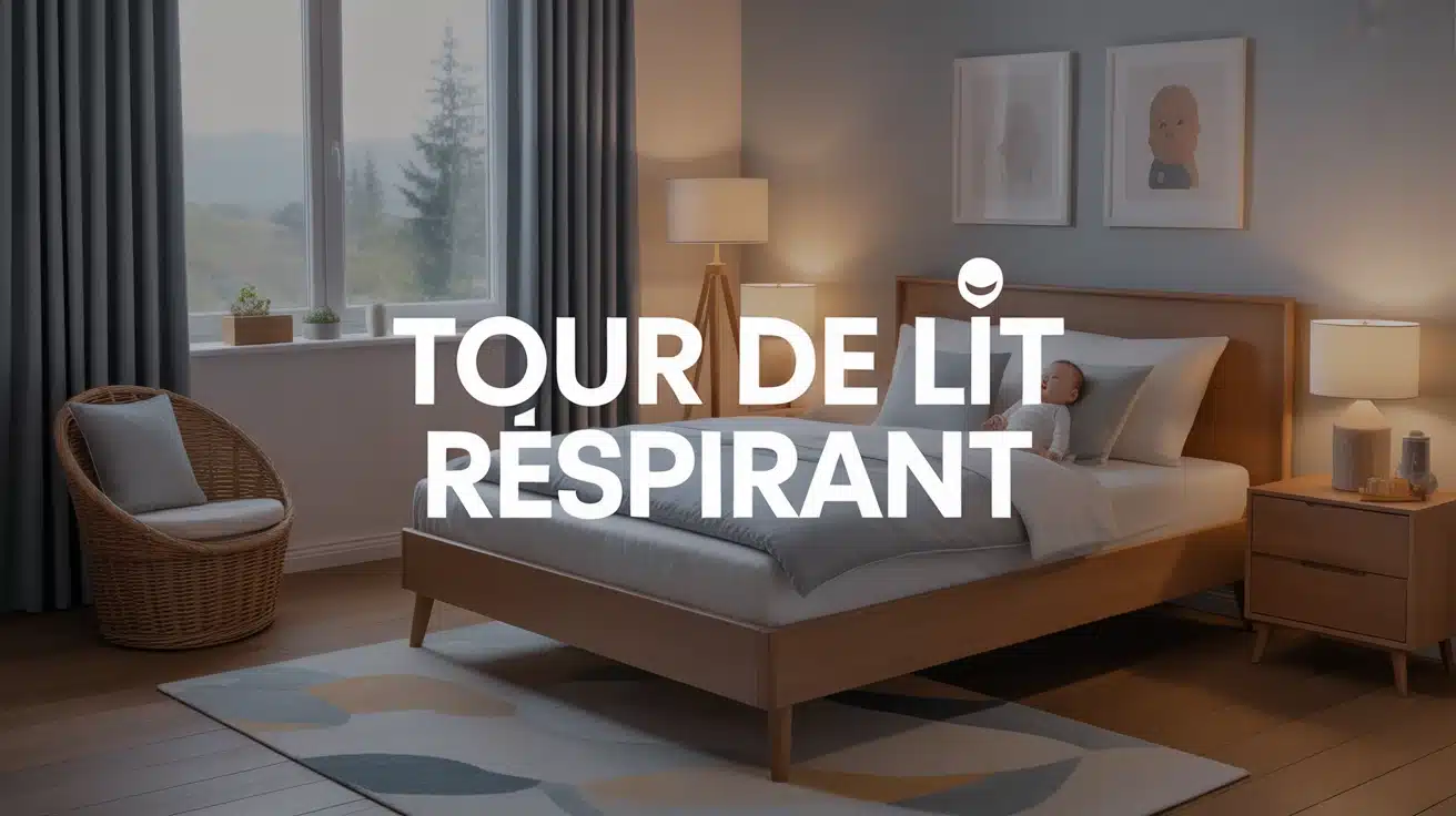 Berceau avec tour de lit respirant et bébé endormi