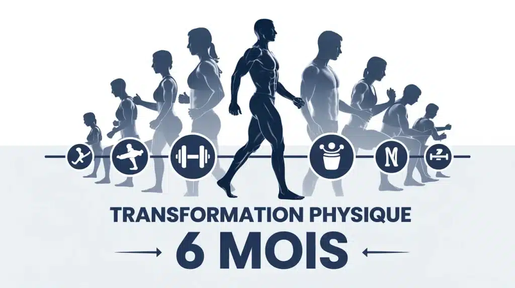 illustration transformation physique 6 mois silhouette musclée