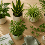 7 plantes d'interieur depolluante en pots sur table