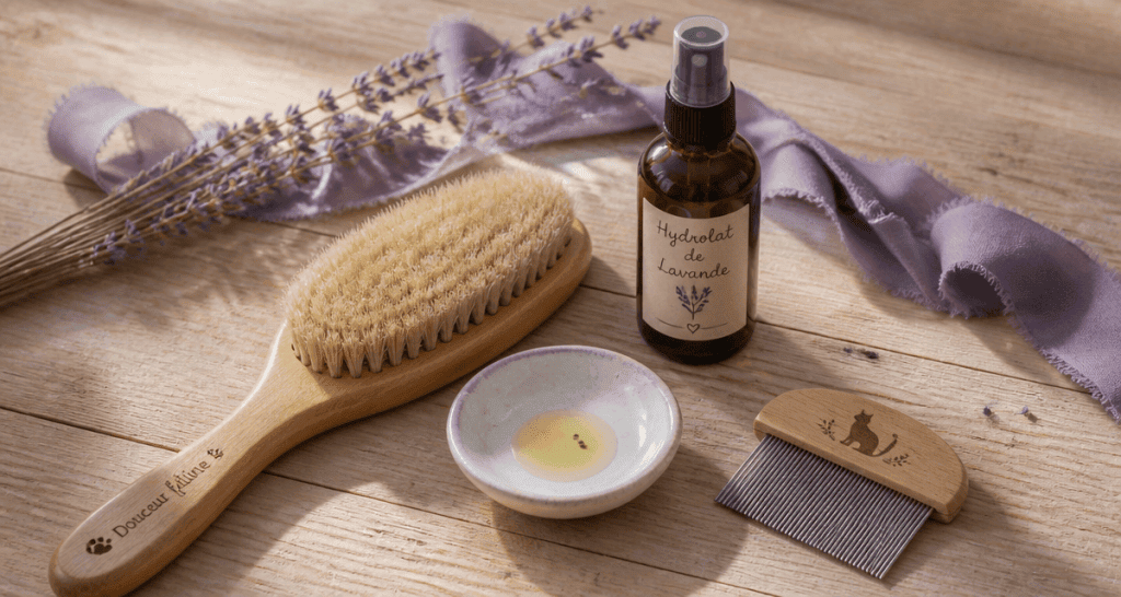 anti puce huile essentielle chat brosse lavande