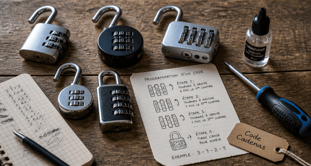 Vue atelier de code cadenas et accessoires