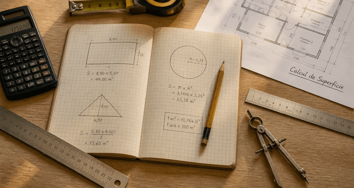 comment calculer un surface avec outils et croquis