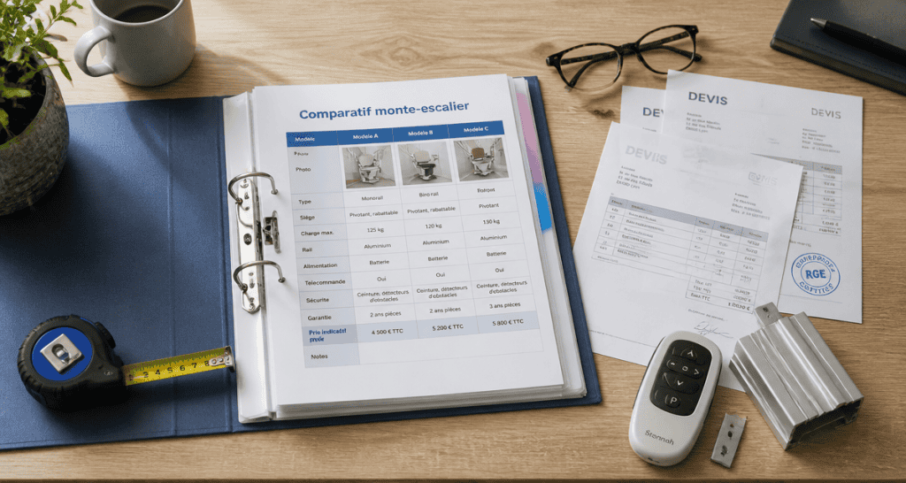 comparatif monte escalier sur bureau avec devis et accessoires