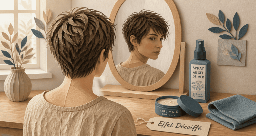 effet décoiffé femme coupe courte cheveux épais et volumineux