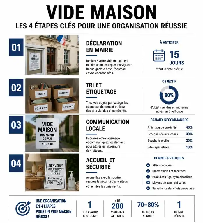 Infographie des étapes pour organiser un vide maison 53