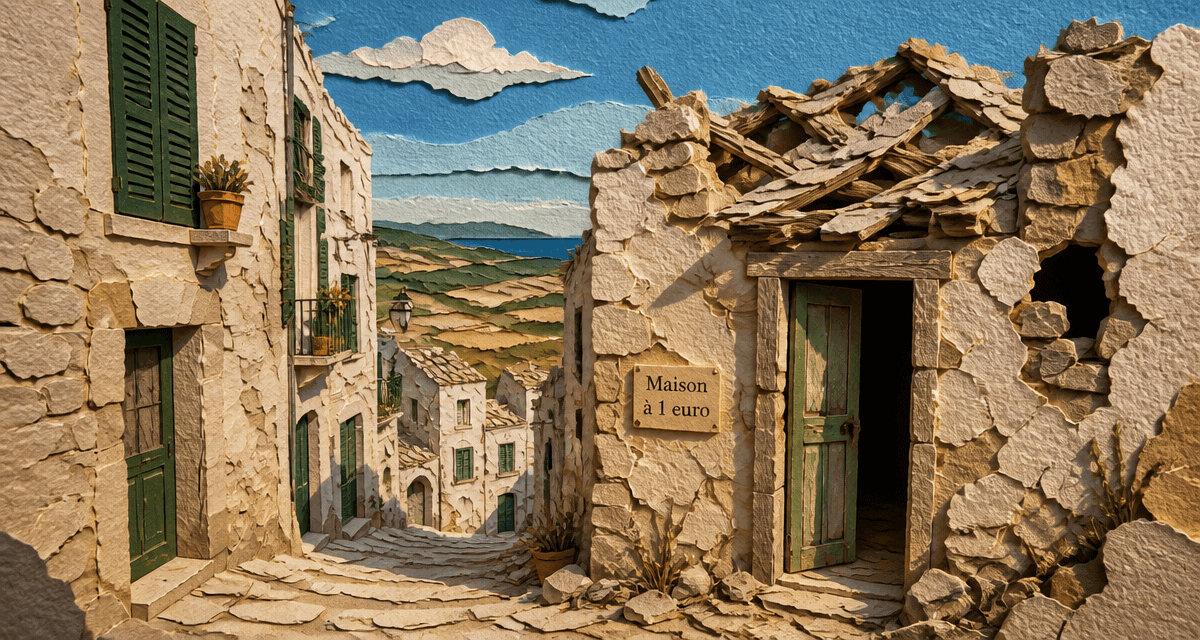 maison 1 euro pouilles façade ruine papier